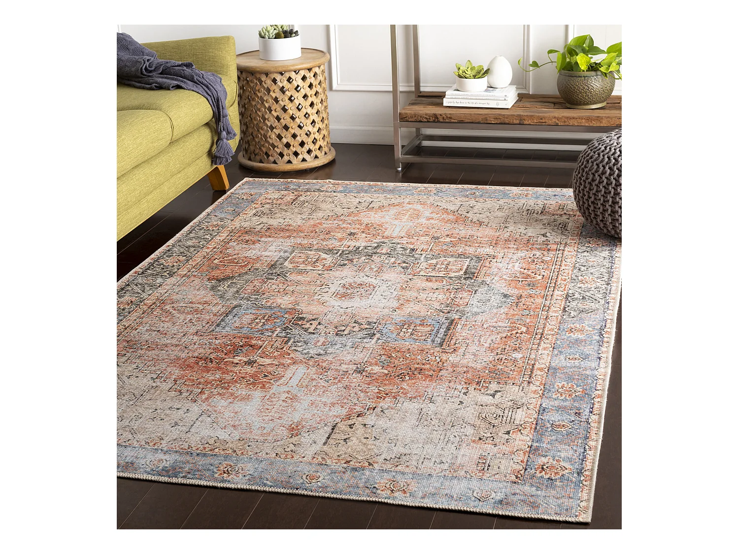 Afwasbaar Vintage Tapijt - Rood/Blauw - 200x275cm - LANA