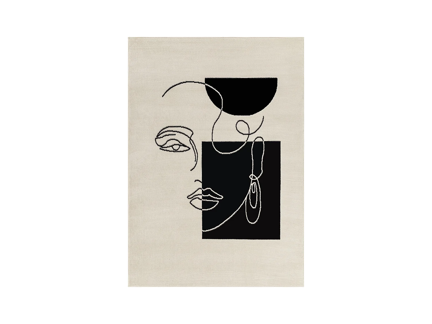 Tapis Scandinave Bohème - Blanc/Noir - 200x275cm - FRANCESCA