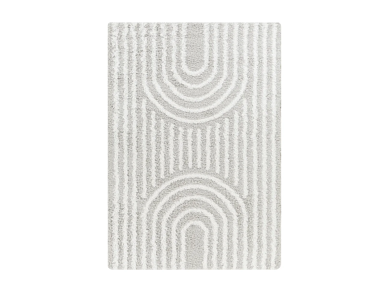 Tapis de Salon et Chambre - Shaggy Géométrique Scandinave - CHRYSTAL - 160x220cm - Blanc et Gris Clair