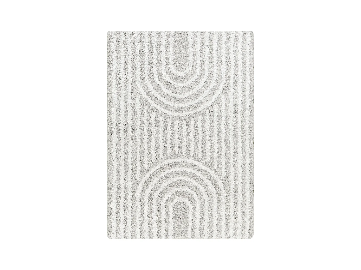 Tapis de Salon et Chambre - Shaggy Géométrique Scandinave - CHRYSTAL - 160x220cm - Blanc et Gris Clair
