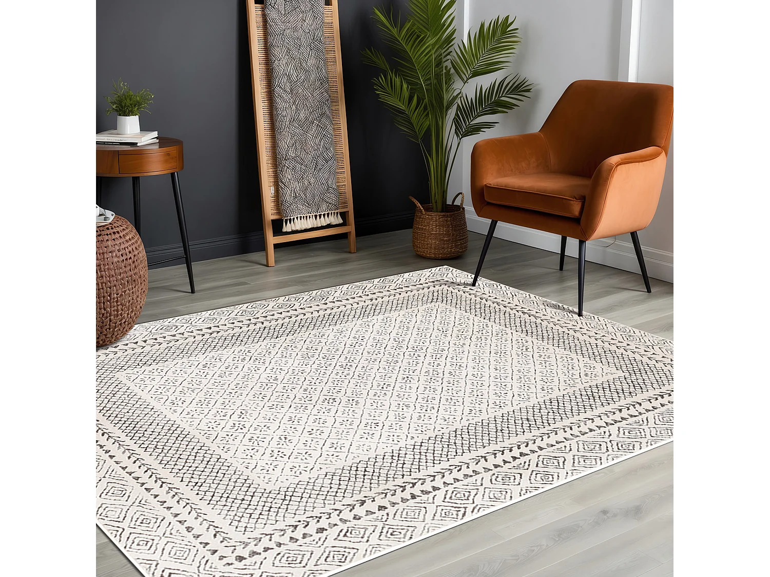 Scandinavisch Boho Tapijt - Grijs/Beige - 200x275cm - AMBRE