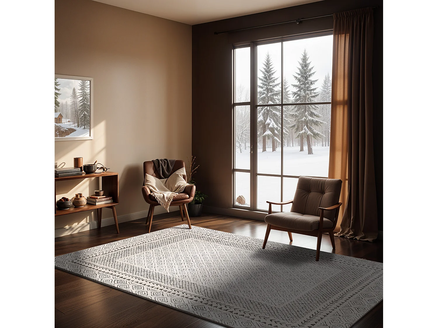 Scandinavisch Boho Tapijt - Grijs/Beige - 200x275cm - AMBRE