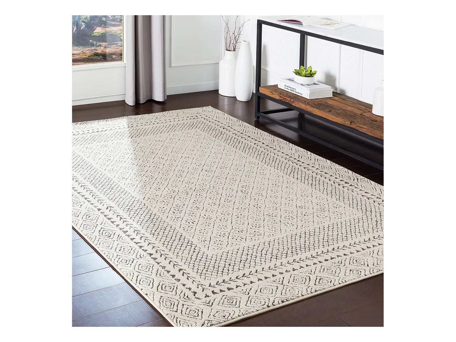 Tapis Scandinave Bohème - Gris/Beige - 200x275cm - AMBRE