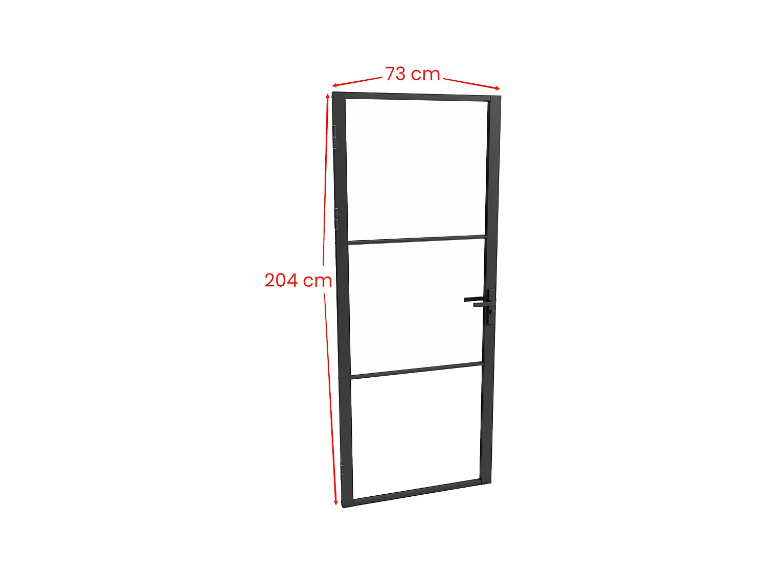 Puerta reversible de aluminio y vidrio templado - Alt. 204 x Ancho 73 cm - Negra -  MASERU