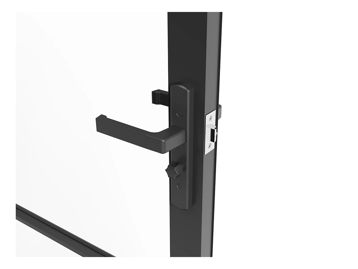 Puerta reversible de aluminio y vidrio templado - Alt. 204 x Ancho 73 cm - Negra -  MASERU