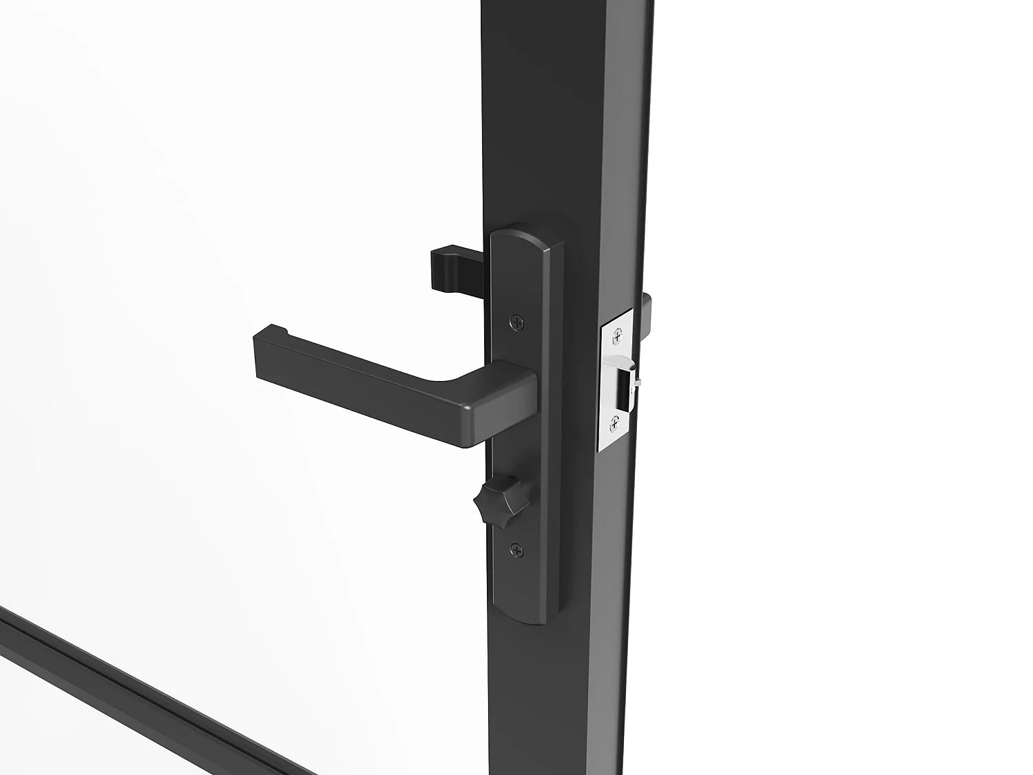 Omkeerbare deur van aluminium en gehard glas - Zwart - H204 x B73 cm - MASERU