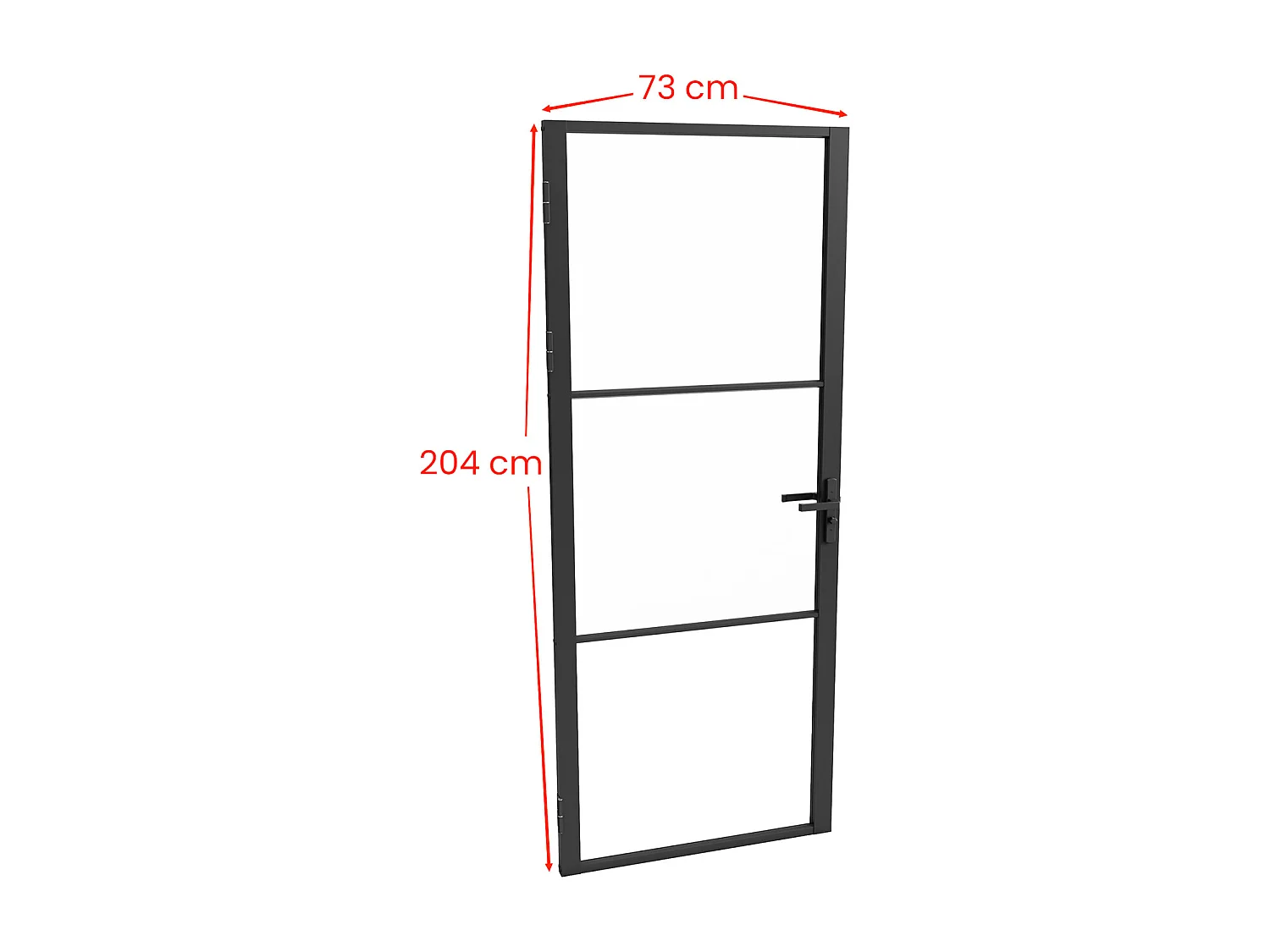 Omkeerbare deur van aluminium en gehard glas - Zwart - H204 x B73 cm - MASERU