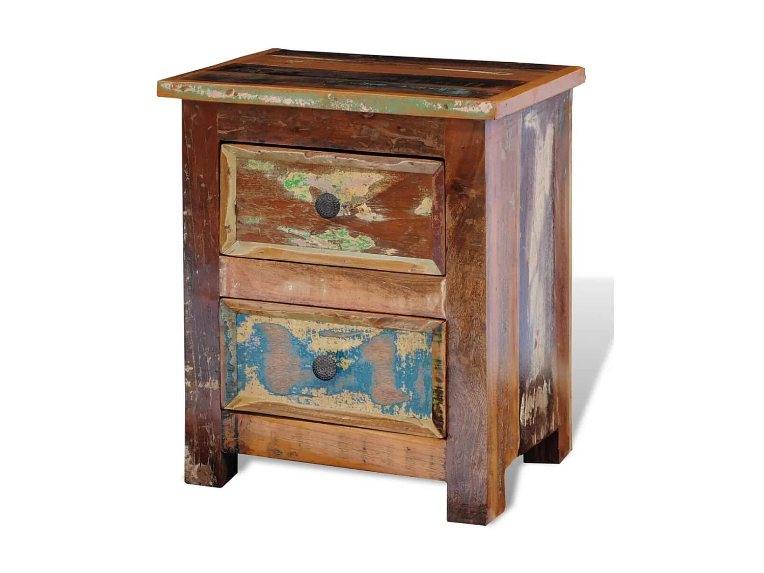 Comodino con 2 cassetti Legno massello riciclato