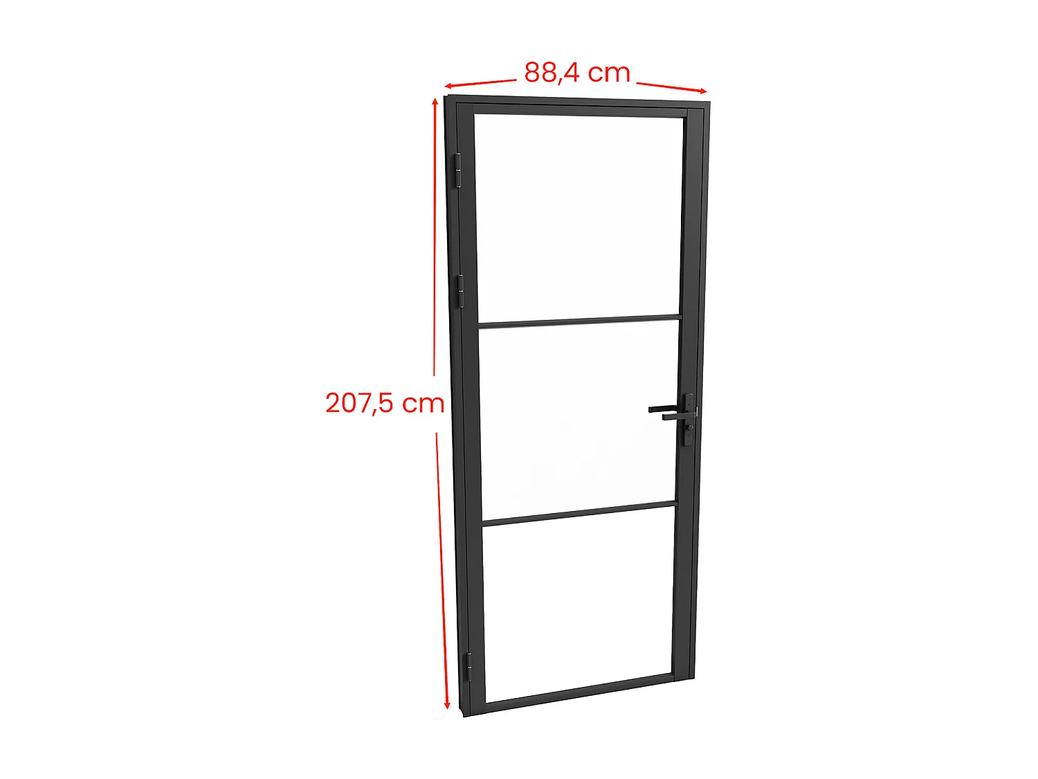 Bloc porte réversible en aluminium et verre trempé - H204 x L83 cm - Noir - MASERU