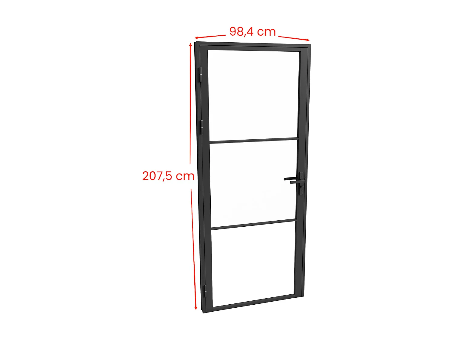 Bloc porte réversible en aluminium et verre trempé - H204 x L93 cm - Noir - MASERU