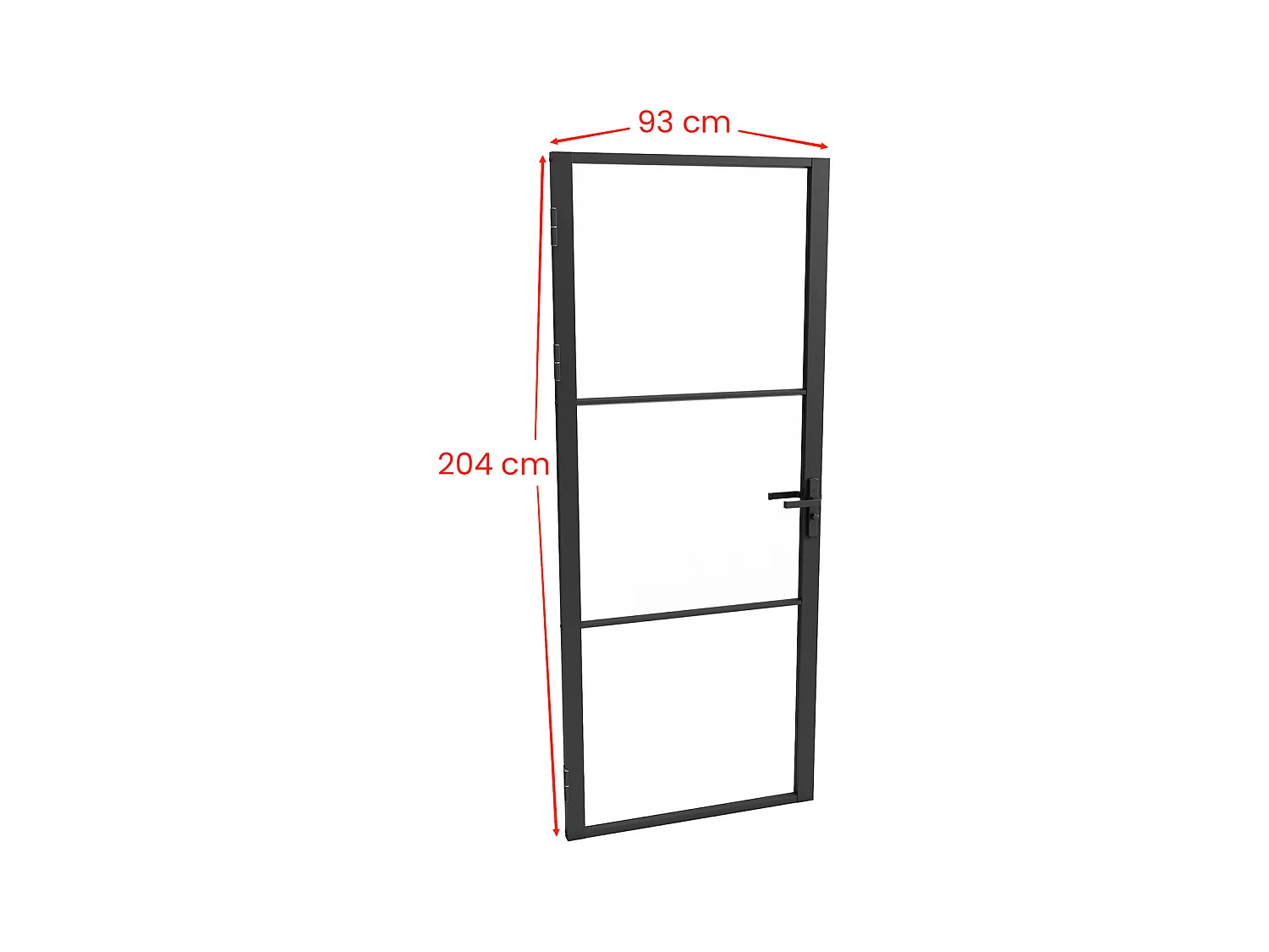 Omkeerbare deur van aluminium en gehard glas - Zwart - H204 x B93 cm - MASERU