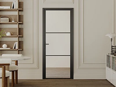 Drzwi kompletne dwustronne z aluminium i szkła hartowanego - wys. 204 x szer. 93 cm - MASERU