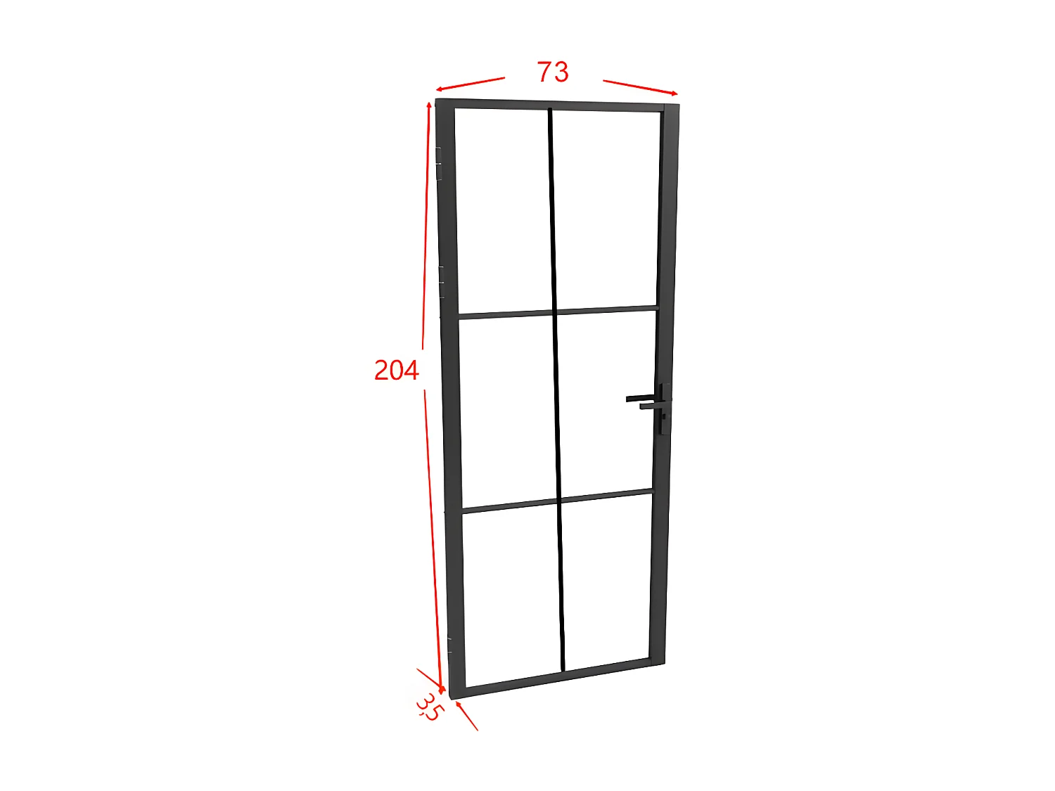 Blocco porta reversibile H204 x L73 cm in Alluminio e Vetro temperato - SEROTO