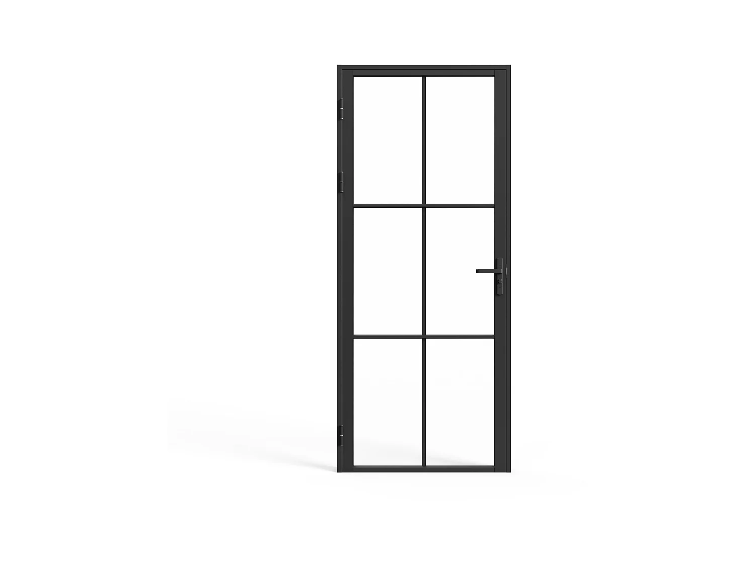 Puerta reversible de aluminio y vidrio templado - Alt. 204 x Ancho 73 cm - Negra - SEROTO