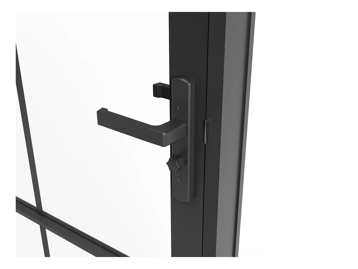 Puerta reversible de aluminio y vidrio templado - Alt. 204 x Ancho 73 cm - Negra - SEROTO