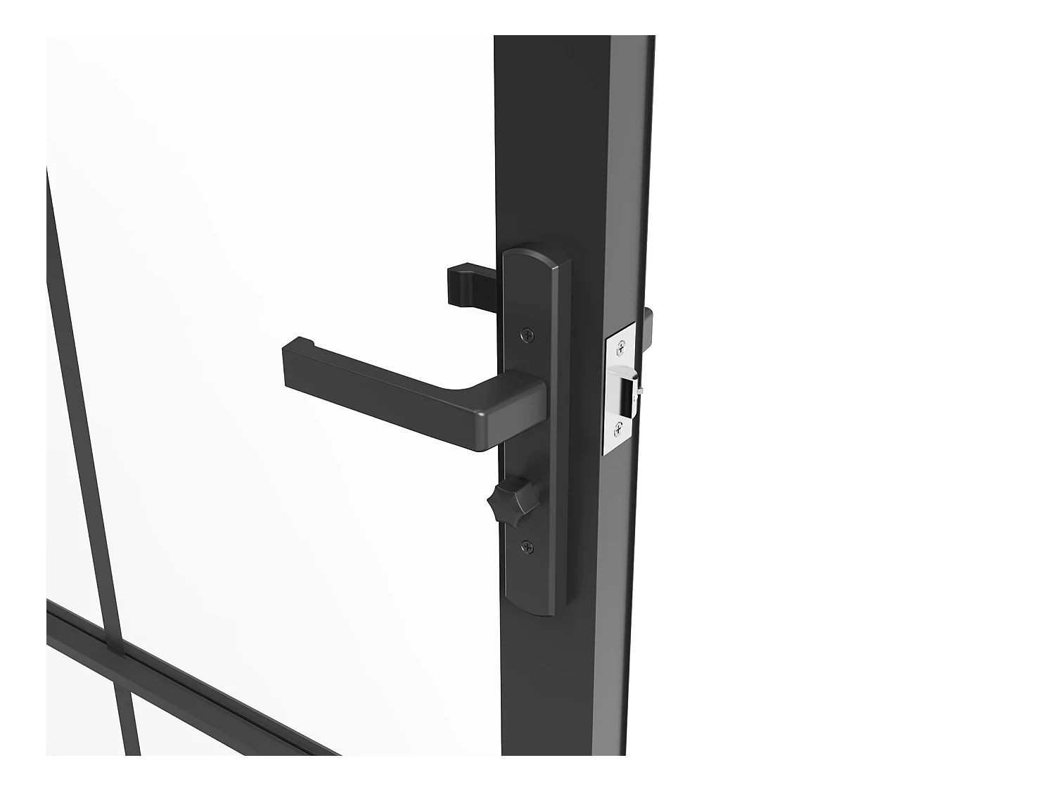 Puerta reversible de aluminio y vidrio templado - Alt. 204 x Ancho 73 cm - Negra - SEROTO