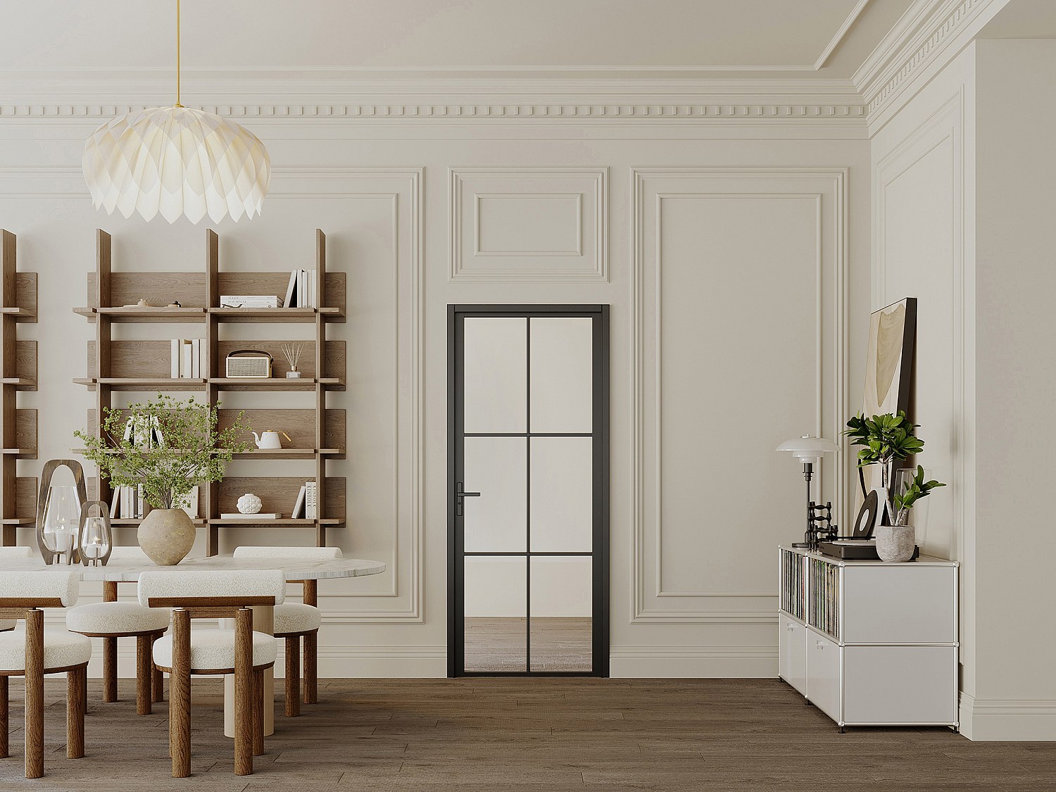 Vente-unique Tür-Set - Wendbar - Aluminium & Sicherheitsglas - 204 X 73 Cm - Schwarz - Seroto