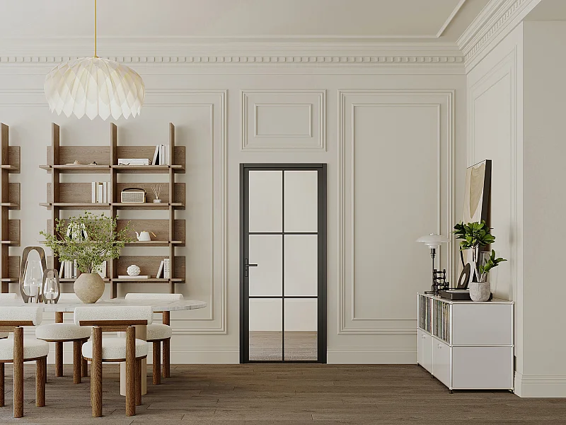 Drzwi kompletne dwustronne z aluminium i szkła hartowanego - wys. 204 x szer. 83 cm - SEROTO