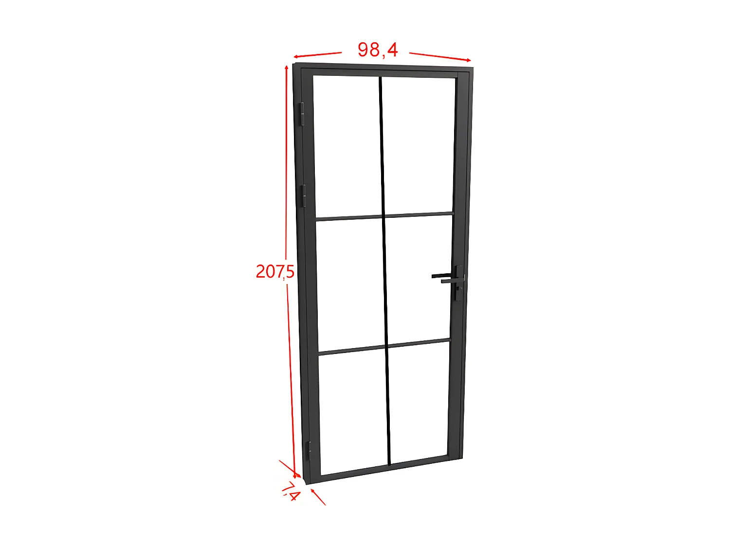 Tür-Set - wendbar - Aluminium & Sicherheitsglas - 204 x 93 cm - Schwarz - SEROTO