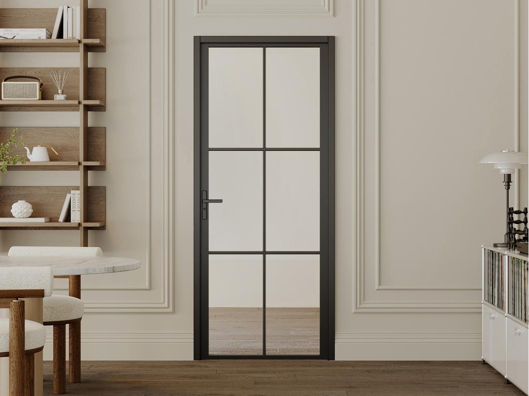 Drzwi kompletne dwustronne z aluminium i szkła hartowanego - wys. 204 x szer. 93 cm - SEROTO