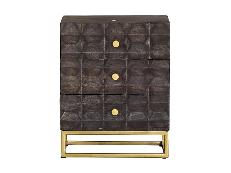 Nachtkastje Zwart 40x30x50 cm Massief mangohout