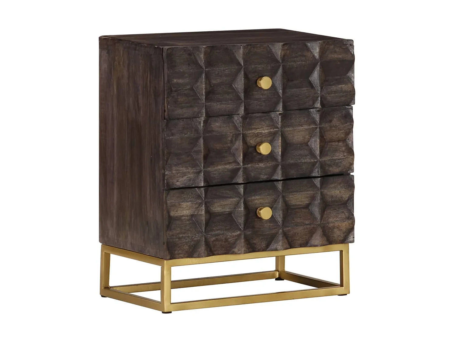 Mesa de cabeceira preta 40x30x50 cm madeira de mangueira maciça