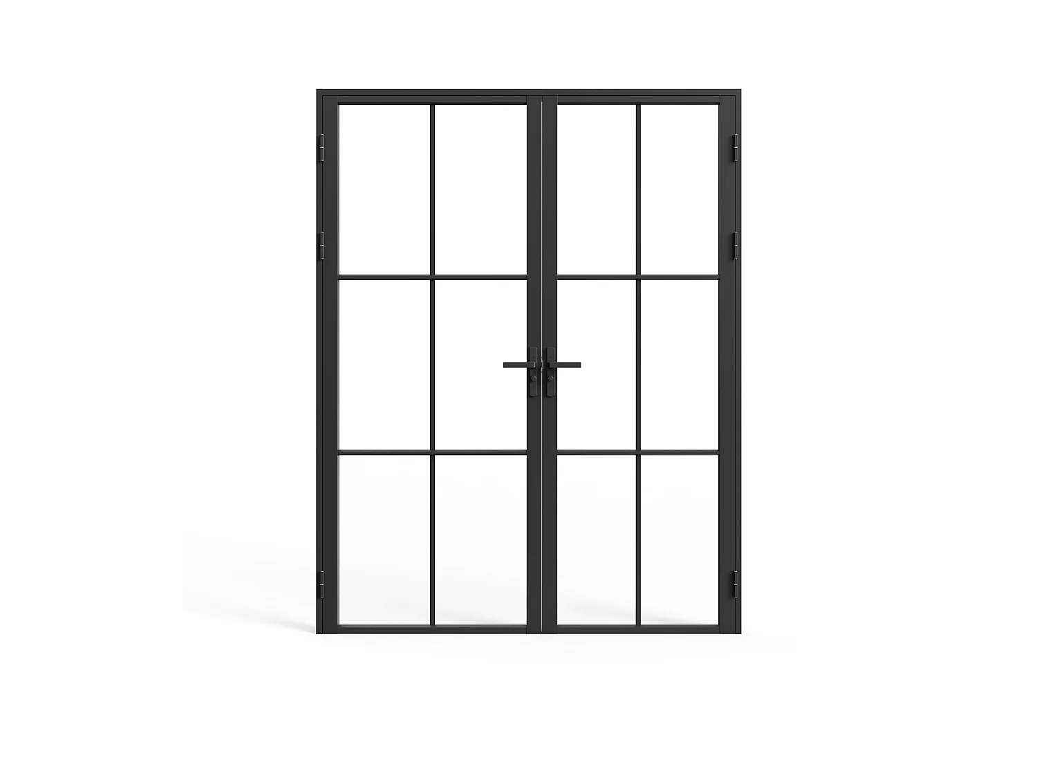 Tür-Set - zwei Flügel - Aluminium & Sicherheitsglas - 204 x 146 cm - Schwarz - SEROTO