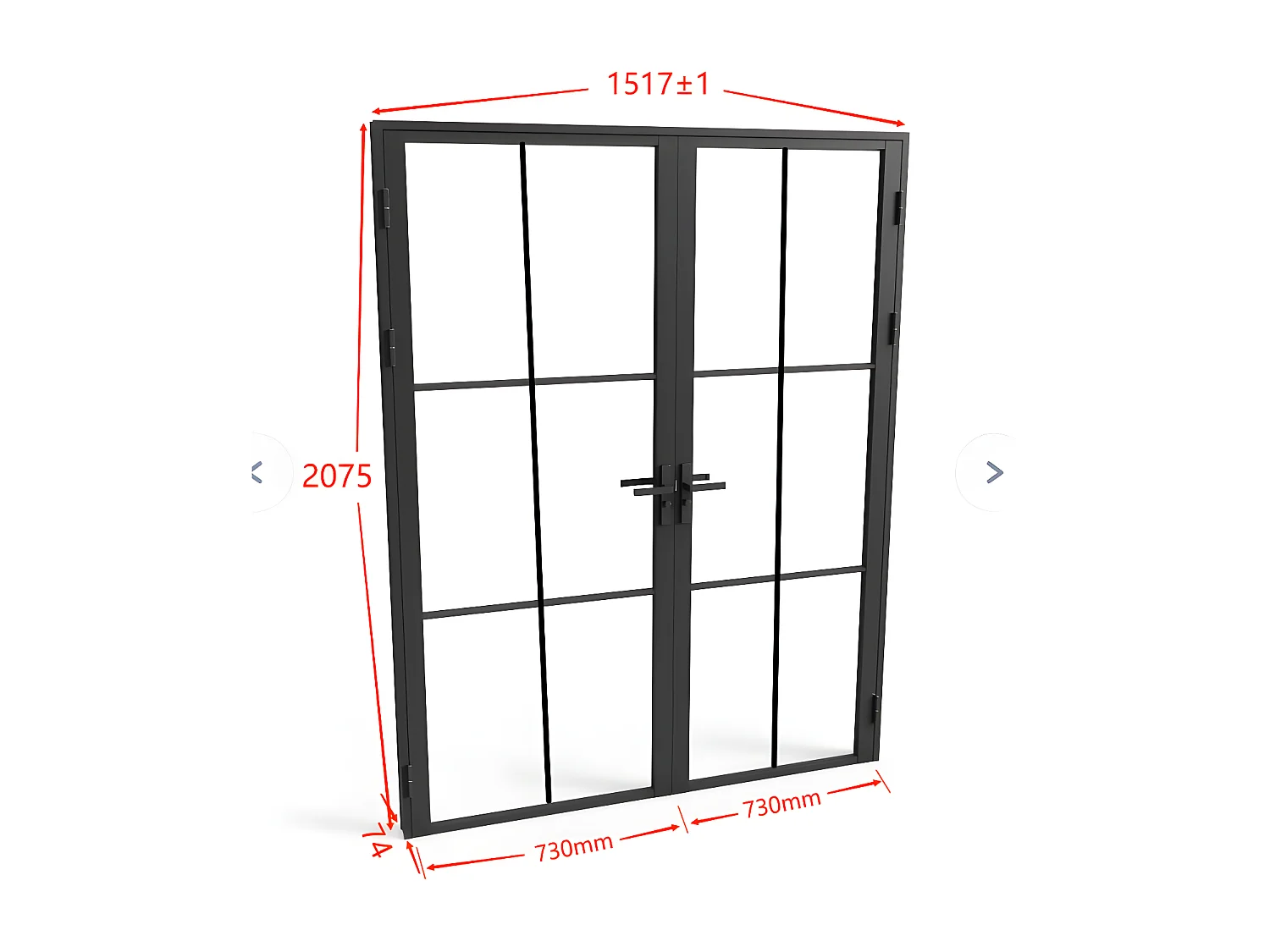 Tür-Set - zwei Flügel - Aluminium & Sicherheitsglas - 204 x 146 cm - Schwarz - SEROTO