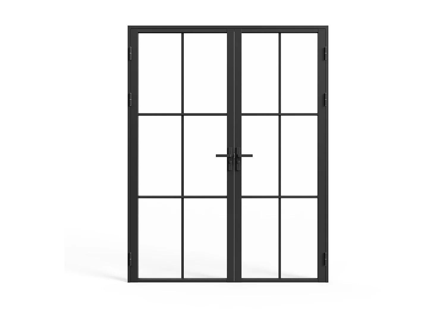 Puerta con dos hojas de aluminio y vidrio templado - Alt. 204 x Ancho 2 x 73 cm -  Negra -SEROTO