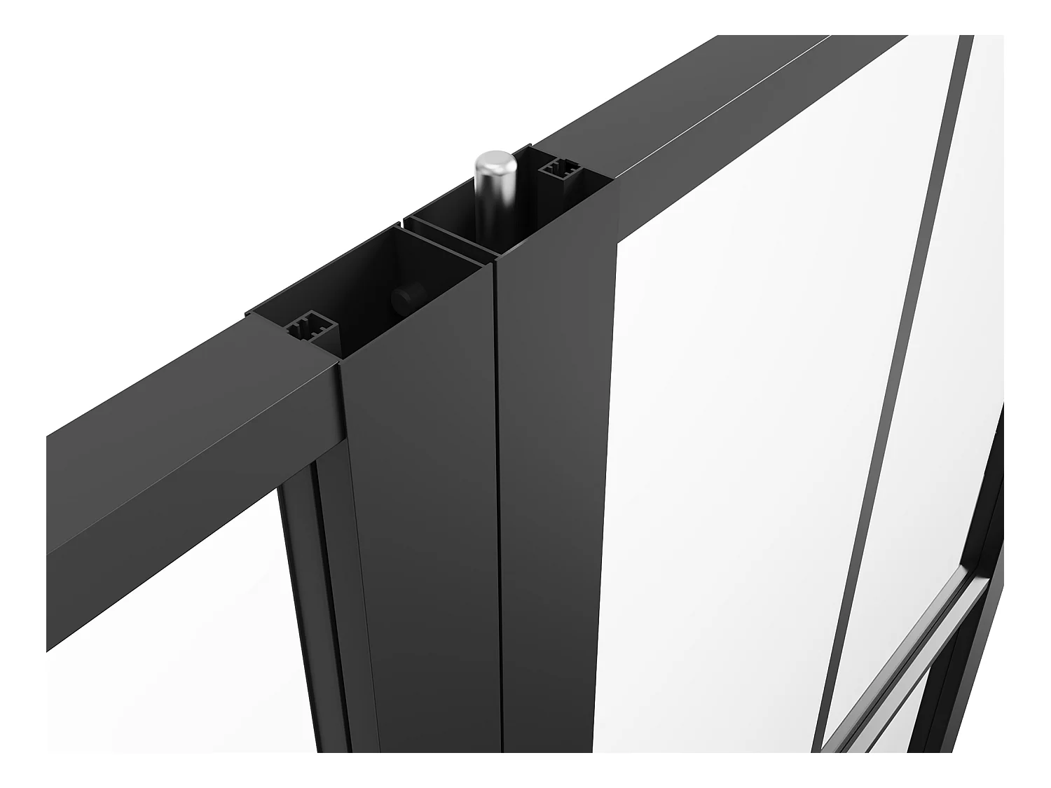 Puerta con dos hojas de aluminio y vidrio templado - Alt. 204 x Ancho 2 x 73 cm -  Negra -SEROTO