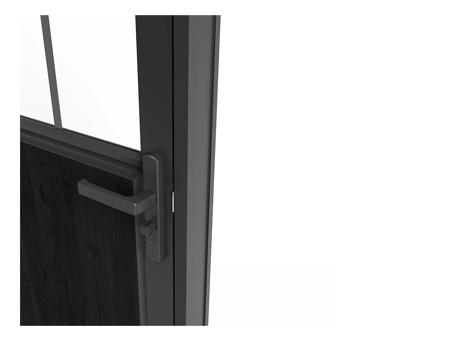 Puerta reversible de aluminio y vidrio templado estilo taller - Alt. 204 x Ancho 73 cm - Negra - ERMELO