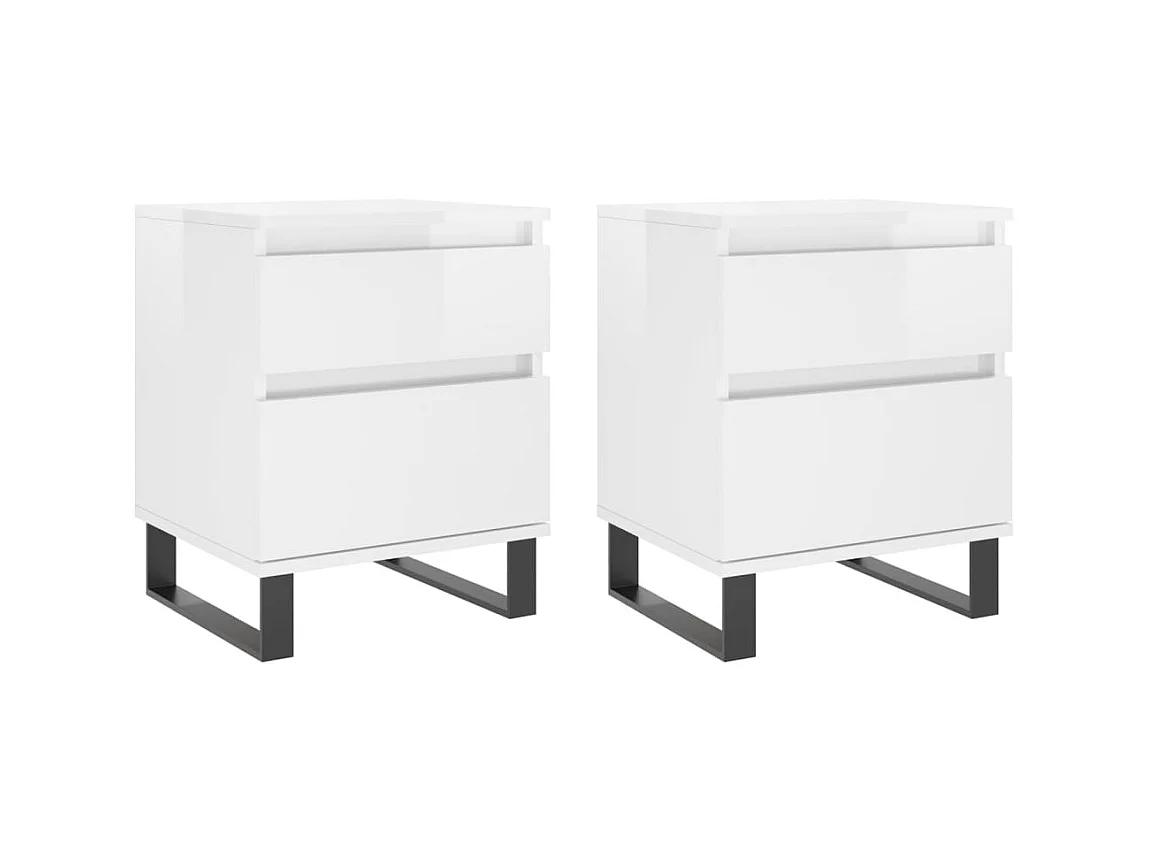 Tables de chevet 2 pcs blanc brillant 40x35x50 cm