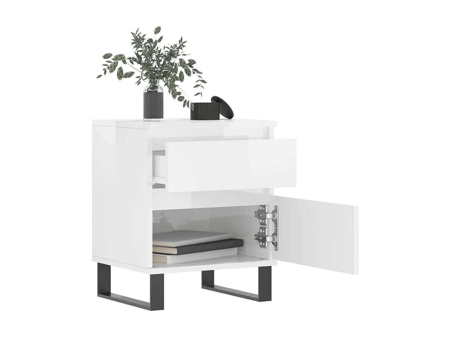 Tables de chevet 2 pcs blanc brillant 40x35x50 cm