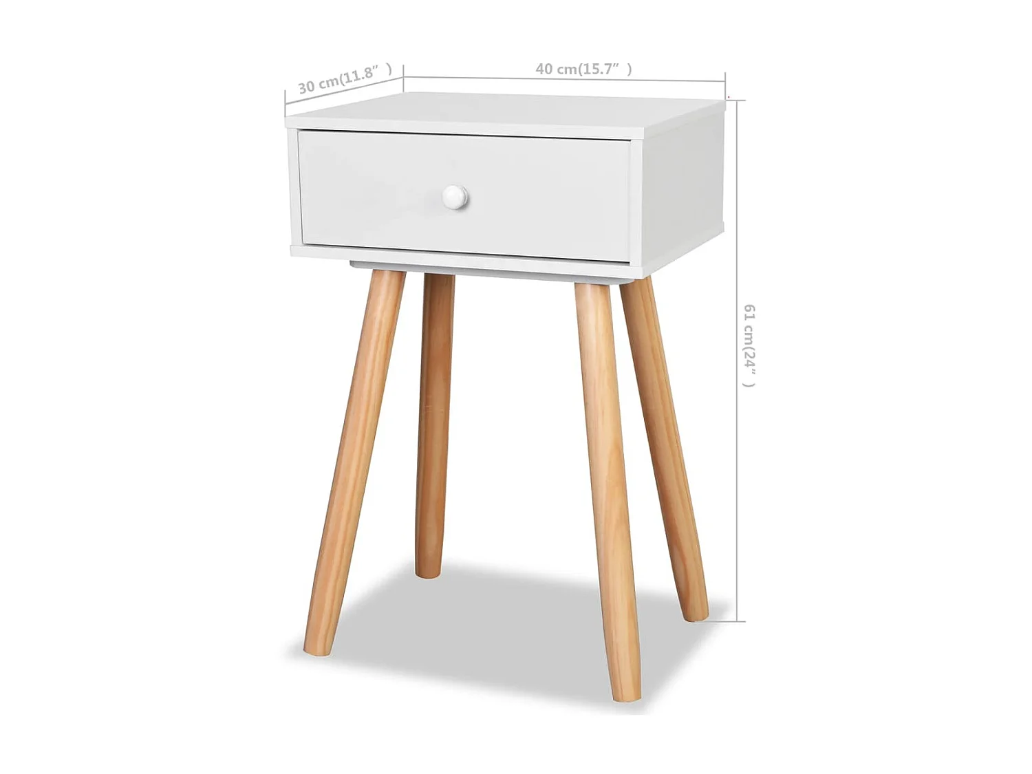 Table de chevet 2 pcs Bois de pin massif 40 x 30 x 61 cm Blanc