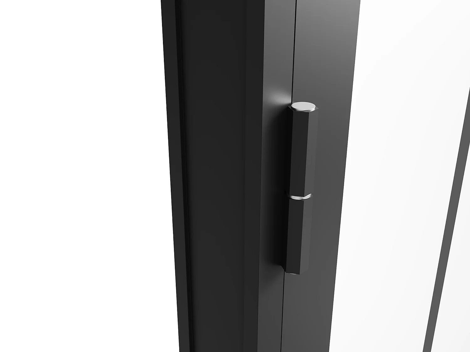 Bloc porte réversible en aluminium et verre trempé style atelier - H204 x L83 cm - Noir - ERMELO