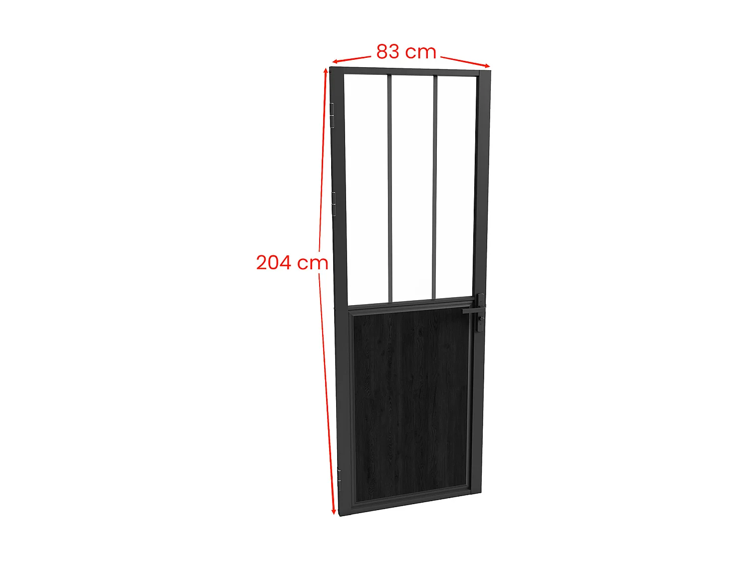Bloc porte réversible en aluminium et verre trempé style atelier - H204 x L83 cm - Noir - ERMELO
