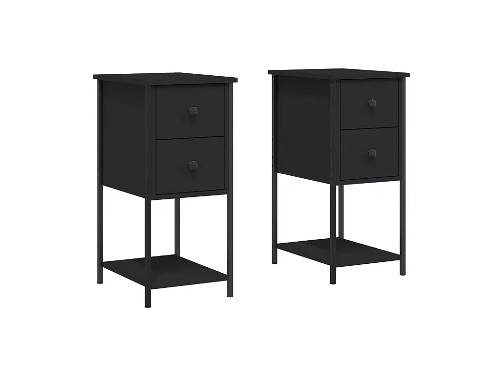 Tables de chevet 2 pcs noir 32x42x70 cm bois d'ingénierie