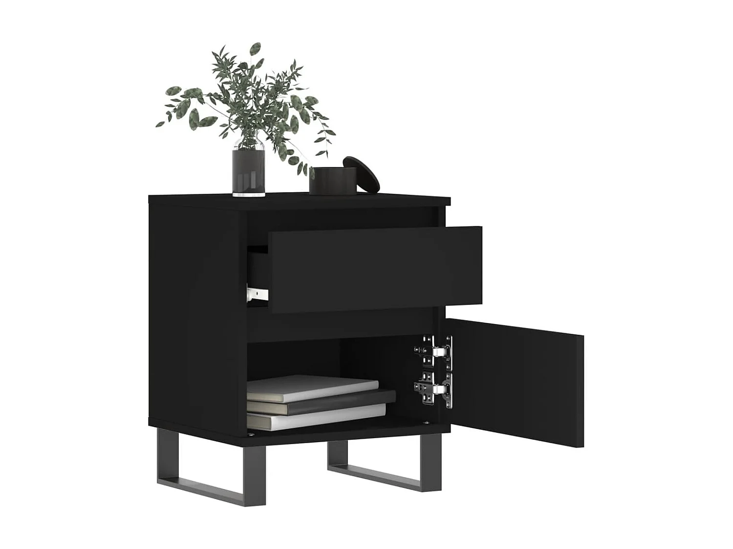 Nachtkastjes 2 stuks zwart 40x35x50 cm parket