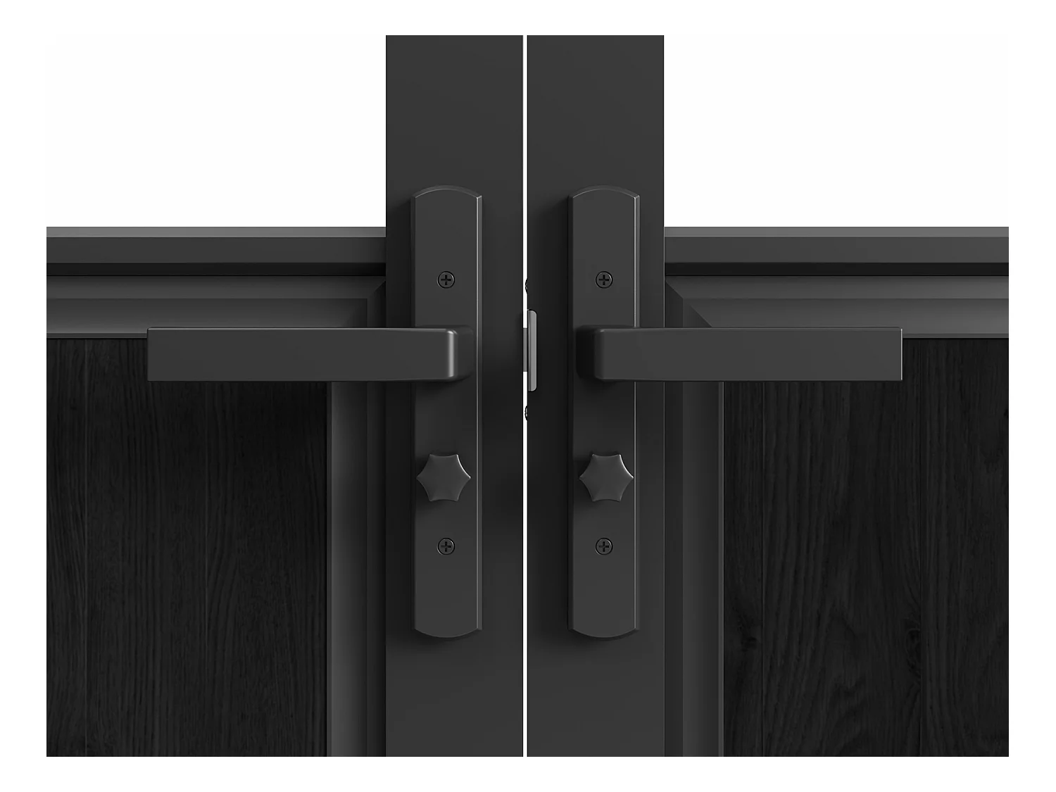 Porta de bloco reversível com dois batentes em alumínio e vidro temperado estilo atelier 2 x  A204 x L73 cm - Preto - ERMELO