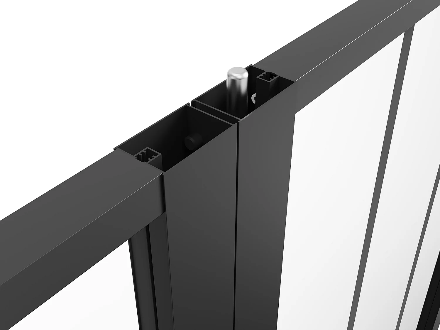 Omkeerbare dubbele deur van aluminium en gehard glas met werkplaatsstijl - Zwart - 2 x H204 x B73 cm - ERMELO