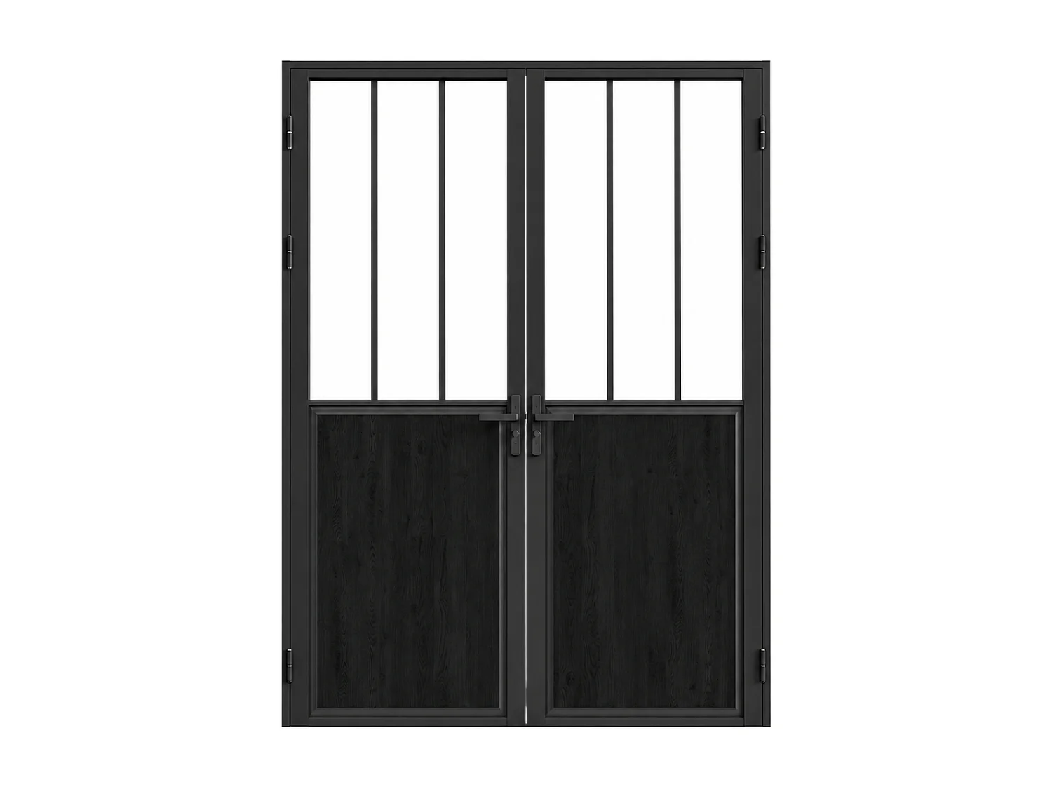 Bloc porte réversible à deux battants en aluminium et verre trempé style atelier - 2 x H204 x L73 cm - Noir - ERMELO
