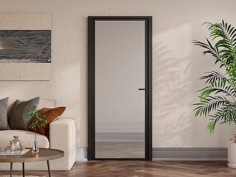 Blocco porta reversibile H204 x L73 cm in Alluminio e Vetro temperato - LOXTON