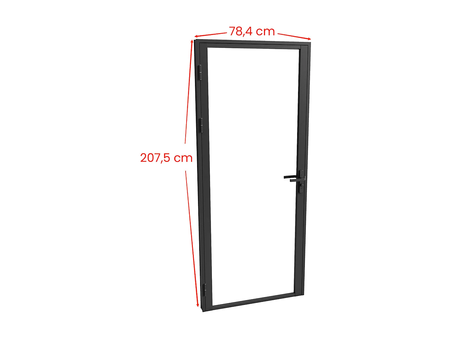 Bloc porte réversible en aluminium et verre trempé - H204 x L73 cm - Noir - LOXTON