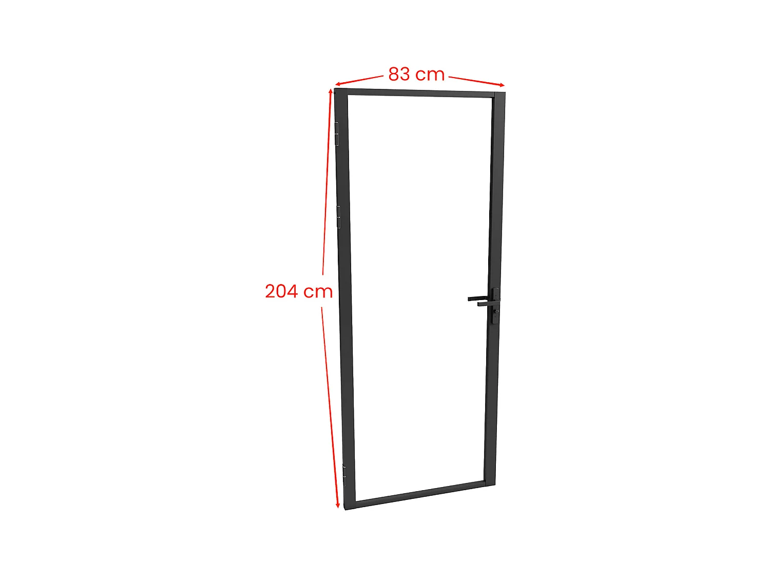Puerta reversible de aluminio y vidrio templado - Alt. 204 x Ancho 83 cm - Negra - LOXTON