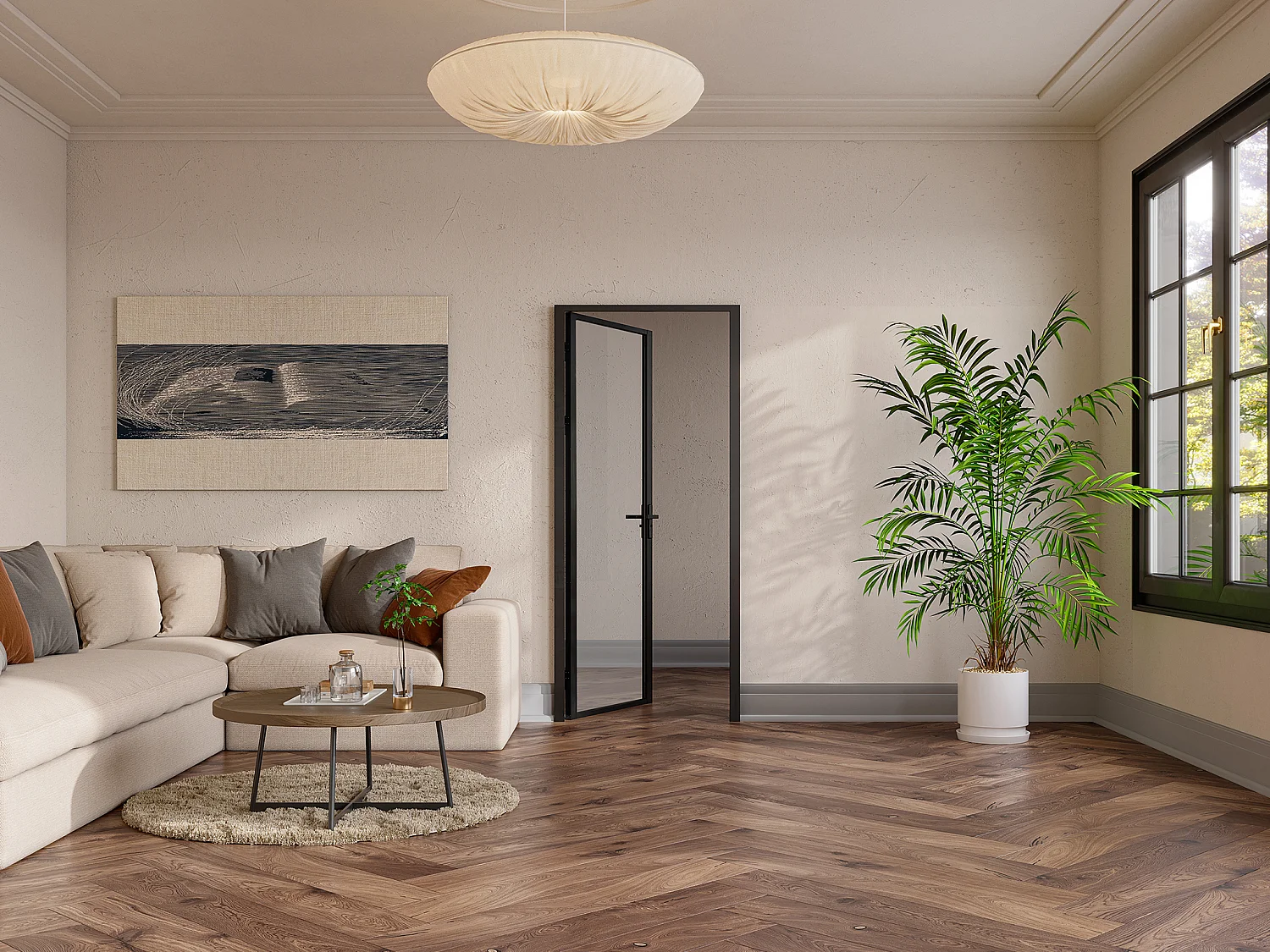 Bloc porte réversible en aluminium et verre trempé - H204 x L83 cm - Noir - LOXTON