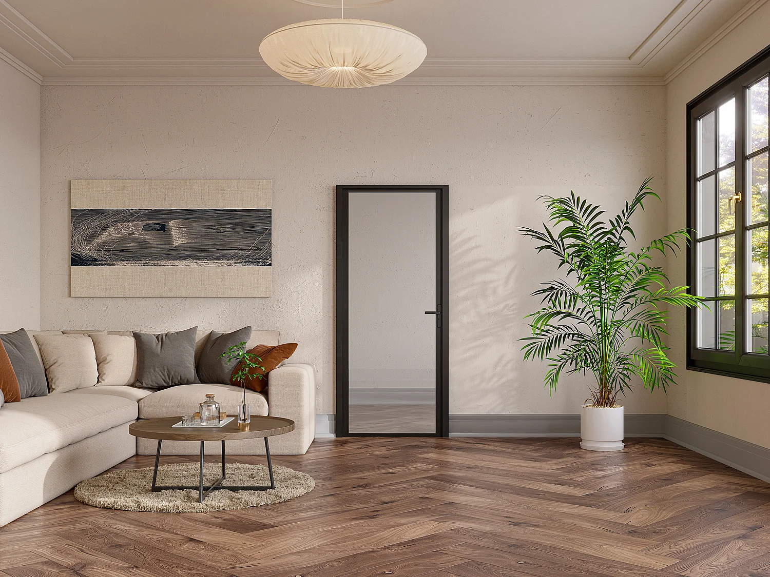 Bloc porte réversible en aluminium et verre trempé - H204 x L93 cm - Noir - LOXTON