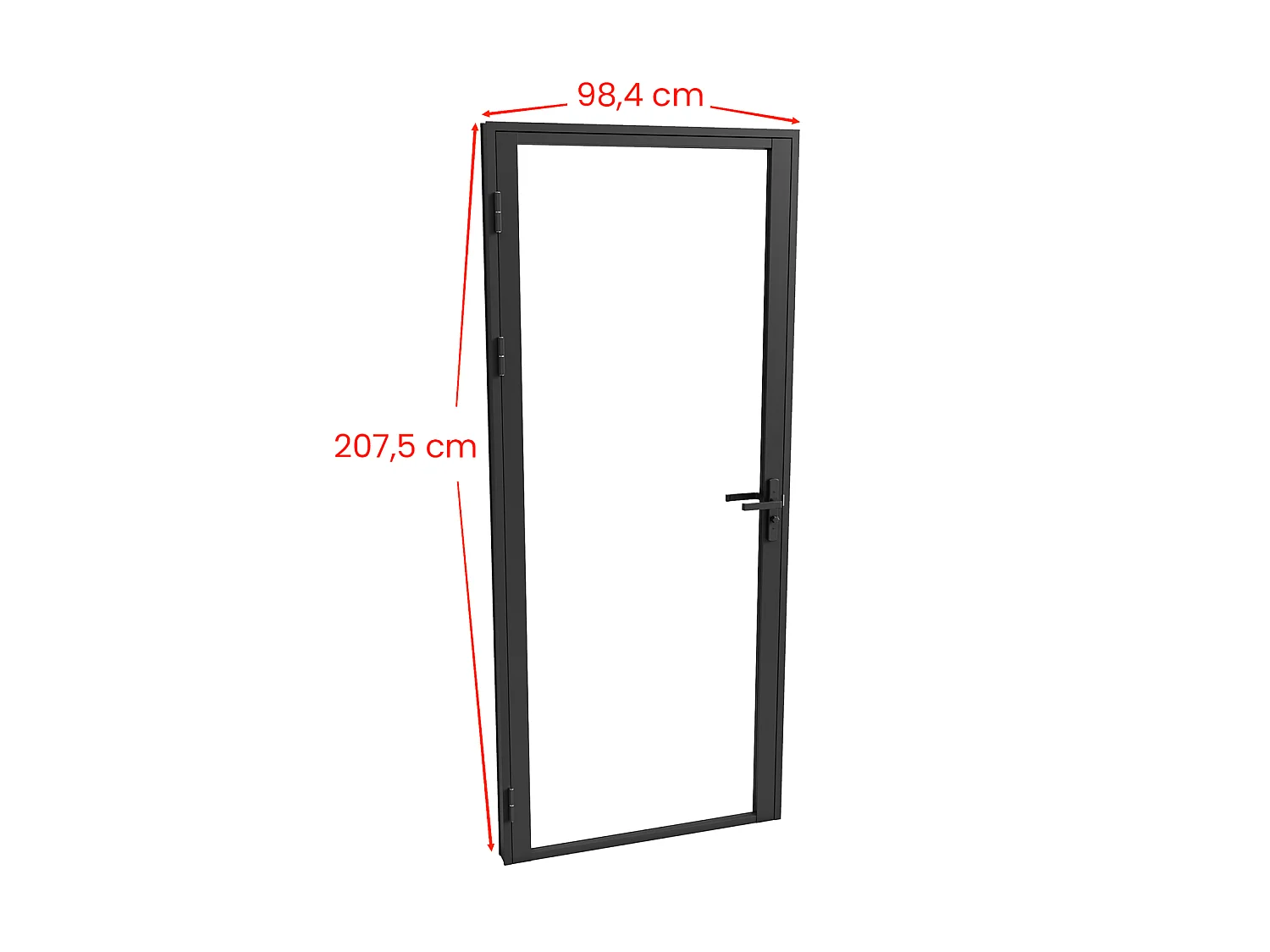 Bloc porte réversible en aluminium et verre trempé - H204 x L93 cm - Noir - LOXTON