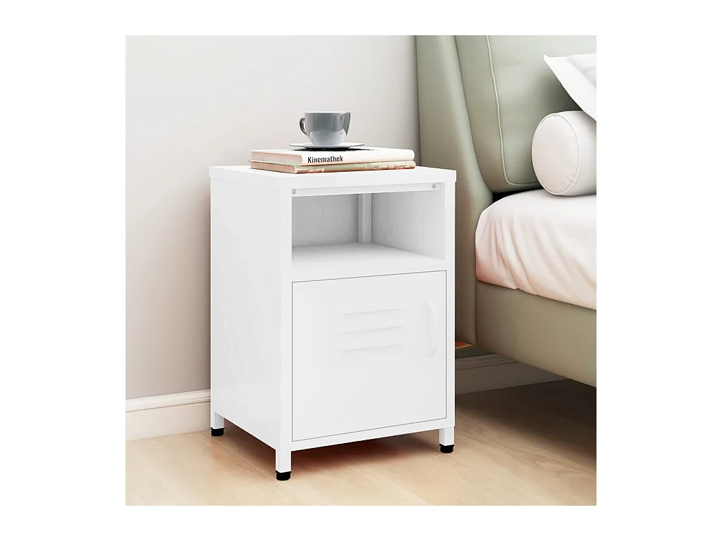 Table de chevet Blanc 35x35x51 cm Acier