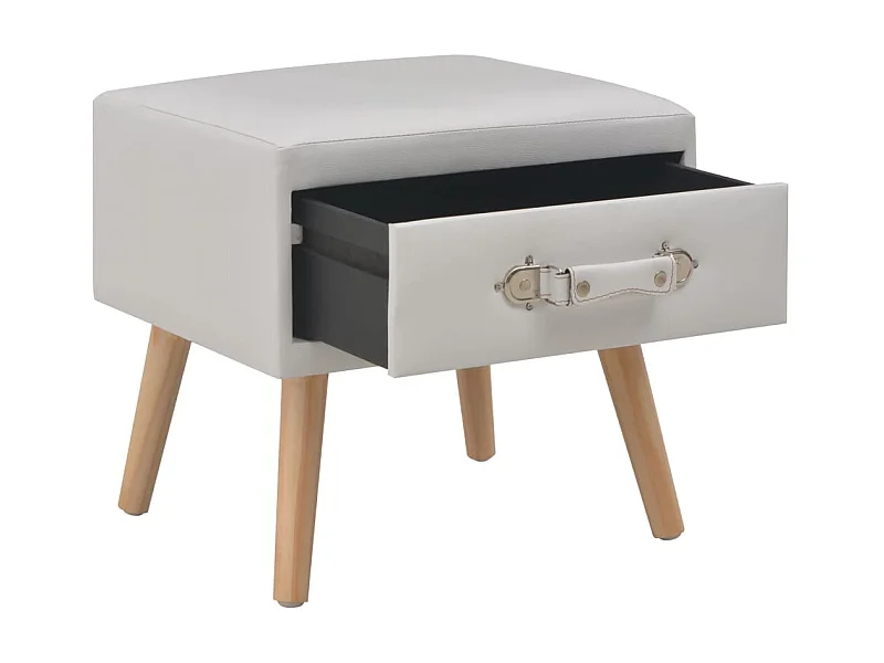 Comodino Bianco 40x35x40 cm Ecopelle