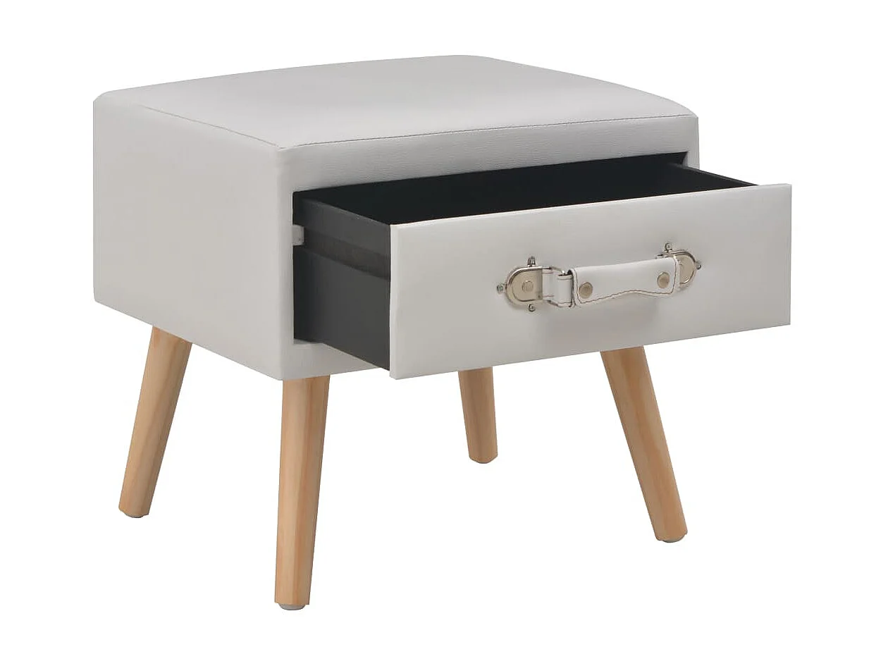 Comodino Bianco 40x35x40 cm Ecopelle